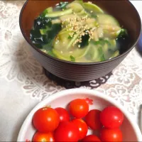 なすと大葉のつぶみそ漬け味噌󠄀汁(冷やしたら冷や汁)