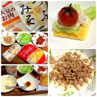 常備の甘酢トマトをテッペンに火も使わず、3分カナッペ笑笑　|いーのさん