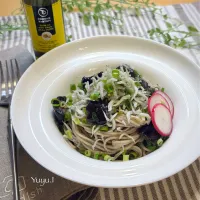 茄子としらすのトリュフ風味混ぜ蕎麦|ゆーこどんさん