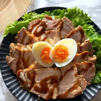 とんちんさんの料理 超簡単　漬けて焼くだけで焼豚　yummyビーム⚡️