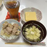 晩御飯☆ねぎま丼☆玉子豆腐☆豆腐入りわかめスープ|Saharaさん