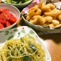 ＊自家製ジェノベーゼとミニえびフライで晩ごはん♬＊|ultramarineさん
