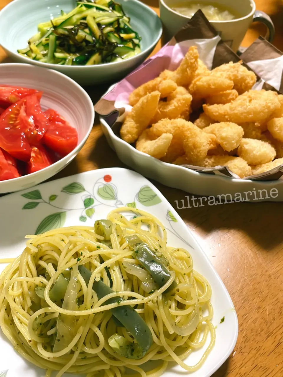 ＊自家製ジェノベーゼとミニえびフライで晩ごはん♬＊|ultramarineさん