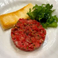 8月4日・［お肉のコース🍖］④木下牛のタルタルステーキ 😋✨（なま肉感100％❣️めっちゃ美味しい🤤）