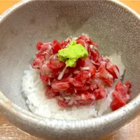 8月4日・［お肉のコース🍖］最後⑪ 木下牛の生肉ネギトロご飯 😋✨笑（初体験の生肉丼❣️めっちゃ美味しい🤤）