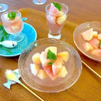 桃のコンポートゼリー|すずさん