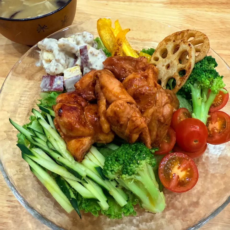 BBQチキンサラダ|もやぴさん