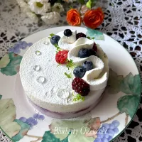 🫐ブルーベリーのレアチーズケーキ|とんちんさん