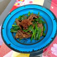 牛肉とニラのオイスターソース炒め|プクママさん