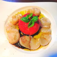 暑いので冷やしトマトとホタテのカルパッチョを作りました〜🦪| quita (喜田)さん