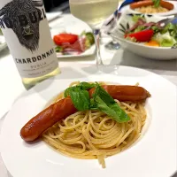 チョリソーのパスタ🍝➰🥂😋|ナムナムさん