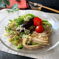 なすのたたき☆蕎麦