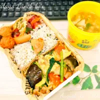 🐷  豚肉と夏野菜・卵のオイスター炒め🍱  🐣|TakeBooさん