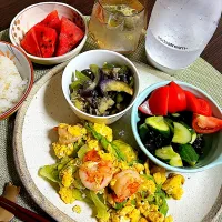 8/6晩ご飯：海老とレタスの玉子炒め|ななみんさん