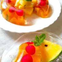 💛スイカとさくらんぼのゼリー🍒