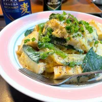 厚揚げとモロヘイヤのクリームパスタ|DKさん