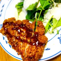 ”低温調理豚かつ＆ベビーリーフ・サラダ”＠ 自宅飯|平大さん