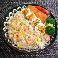 大好きな海老ピラフでムスコの置きランチ