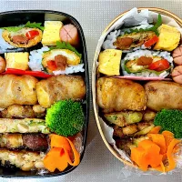 毎日のお弁当。ゴーヤ、豆、ミートボール混ぜ焼き、厚揚げ豚肉がメイン。|じゅんちゃんさん
