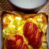 卵サラダとウインナートースト🥪|すくらんぶるえっぐさん