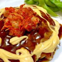 お好み焼き　トッピングキムチ　枝豆|なおさん