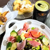 8/8晩酌：水茄子と生ハムのサラダ|ななみんさん