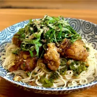 油淋鶏のっけ冷やし中華麺|ふくすけ食堂さん