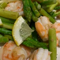 産直枝豆屋で買ったアスパラとエビのレモン炒め|お家でbar!さん