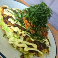 納豆と豆腐のお好み焼き|しあるさん