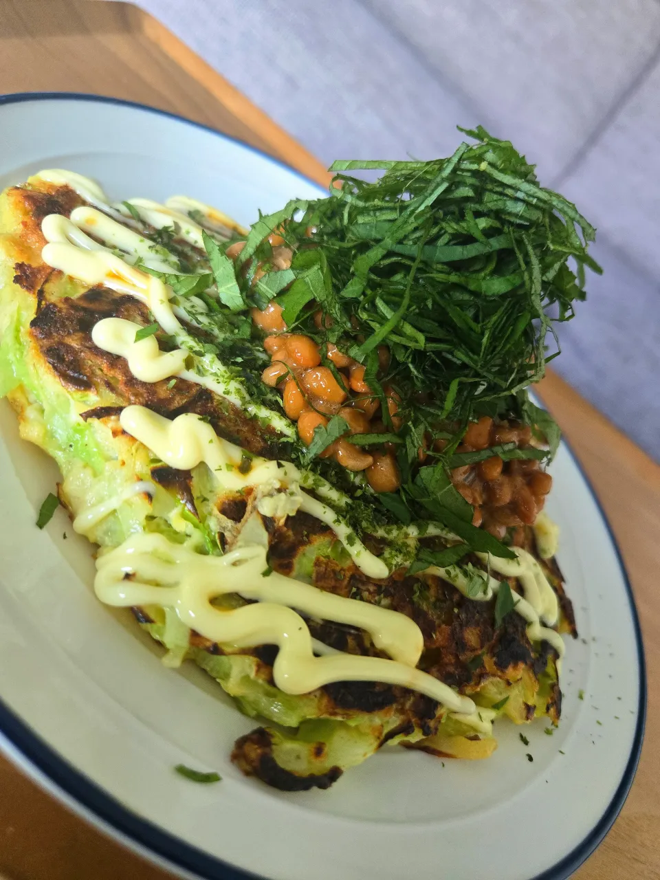 納豆と豆腐のお好み焼き|しあるさん