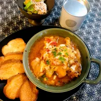 チキンのトマト煮&アボカドサラダ