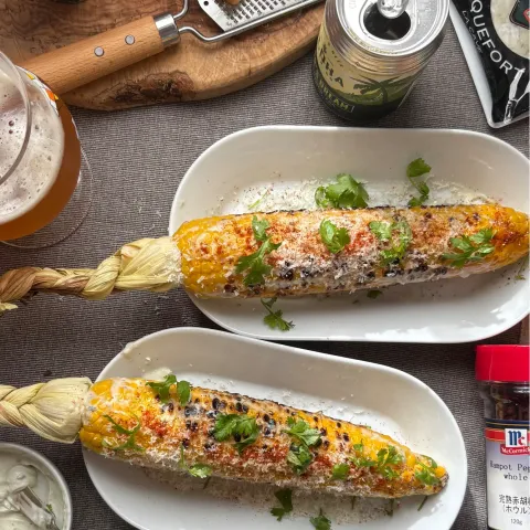 「ＭＣ　完熟赤胡椒（あらびき）袋入」を使ってみたSnapdishの料理・レシピ写真:まる(丸大豆)さんの料理 エロテelotes  -メキシカン焼きもろこし🌽🌶🌵