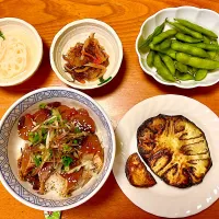 かつお漬け丼&丸茄子焼き|マイさん