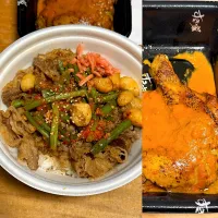ダブルニンニクの芽🧄牛カルビ丼　　バターチキン🍗|るみおんさん