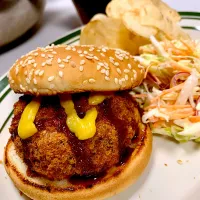 Japanese Menchi Katsu Sandwich & Slaw