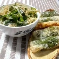 ささみと梅にんにくと大葉のベトナム風揚げ焼き春巻
ニラもやし丼|マギーさん
