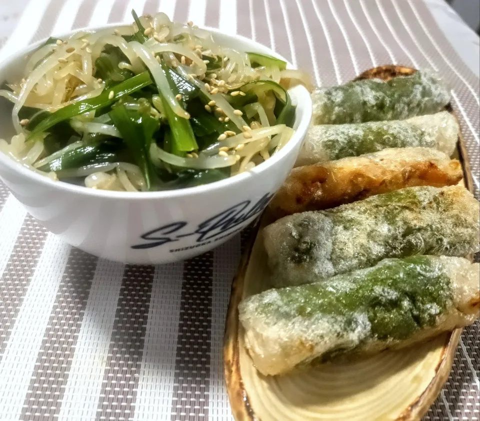 ささみと梅にんにくと大葉のベトナム風揚げ焼き春巻
ニラもやし丼|マギーさん
