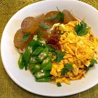 野菜たっぷり変わりそうめん  梅干しつゆで