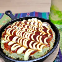 お好み焼きで晩酌|おかめんさん