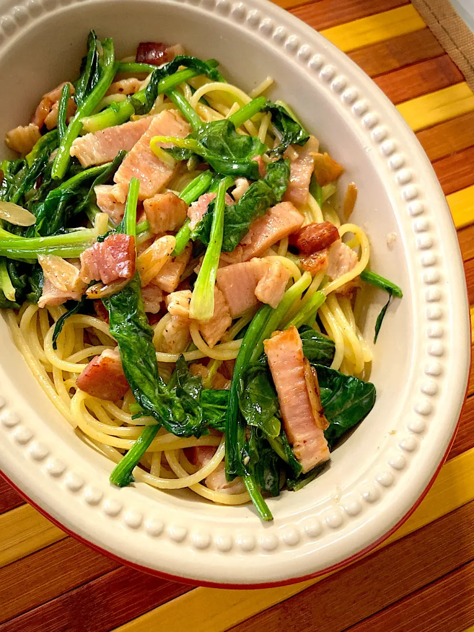 ほうれん草のベーコンのパスタ🥓|ジュンコ バイヤーさん