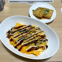 オムそば、厚揚げ(夜)|＾＾さん