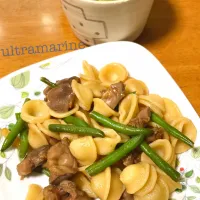 ＊砂肝のオリーブオイル醤油パスタ♬＊| ultramarineさん