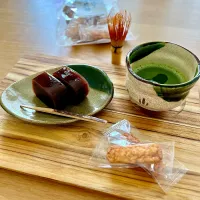 3時のおやつ　黒小倉&味噌煎餅|kaeさん
