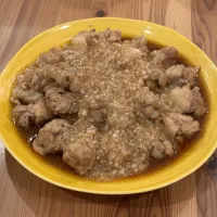 生姜胡麻油手羽元 鬼おろし餡掛け|愛さん
