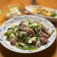 8/11の夕食　砂肝とニラの塩炒め