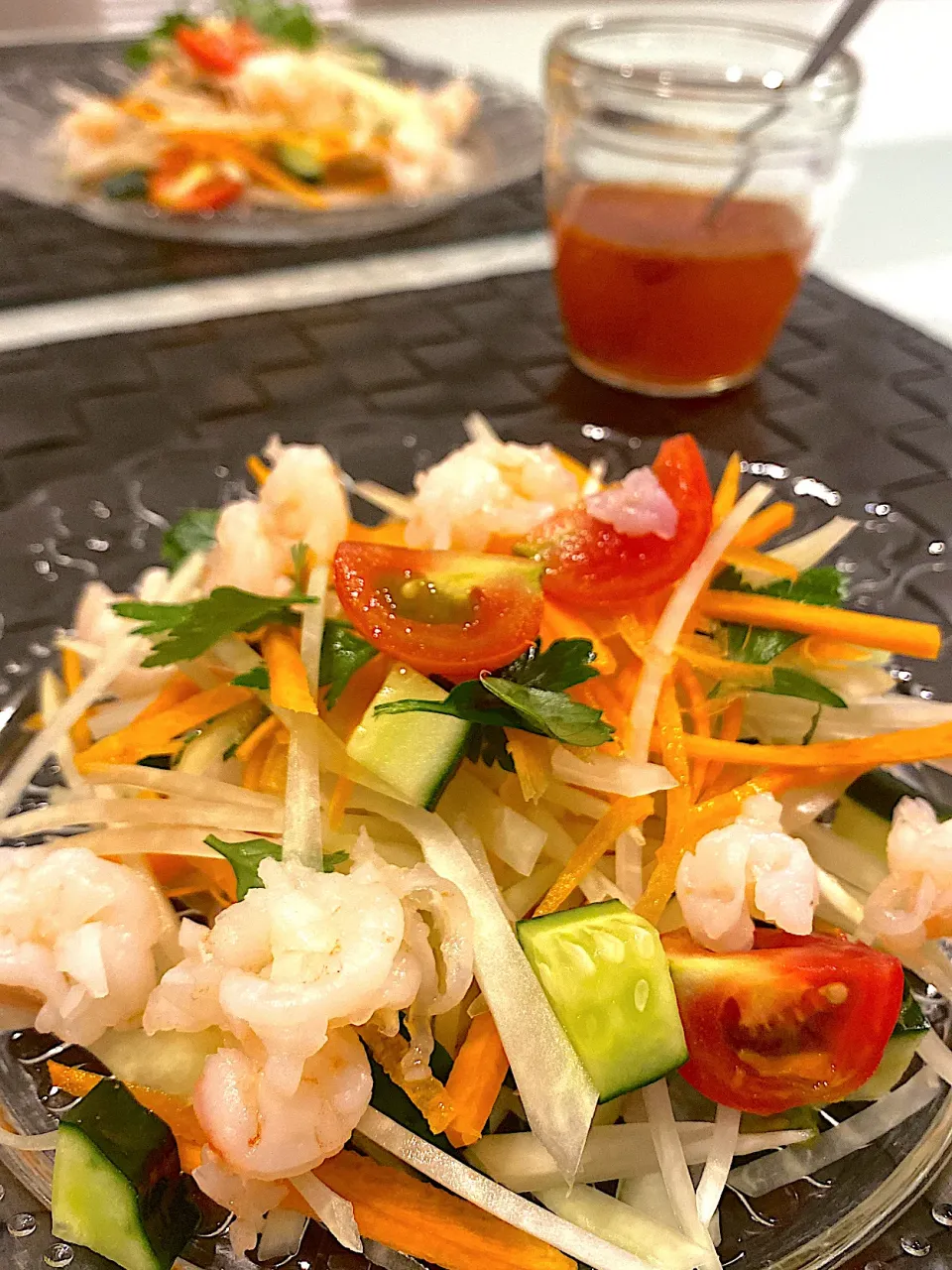 青パパイヤエスニックサラダ　手作りチリドレッシング|okazuさん