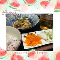 豚こまと冷凍なすの生姜味噌炒め|いのっちさん