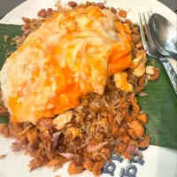 Yummy Fried Rice w/ Pork Crackling On Topped w/ Creamy Omelet 🍚🐷🍳🤤|An'leeさん