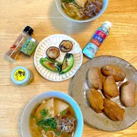 きしめん&おいなりさん&グリルdeチーズピーマンとマヨ椎茸| さくたえさん