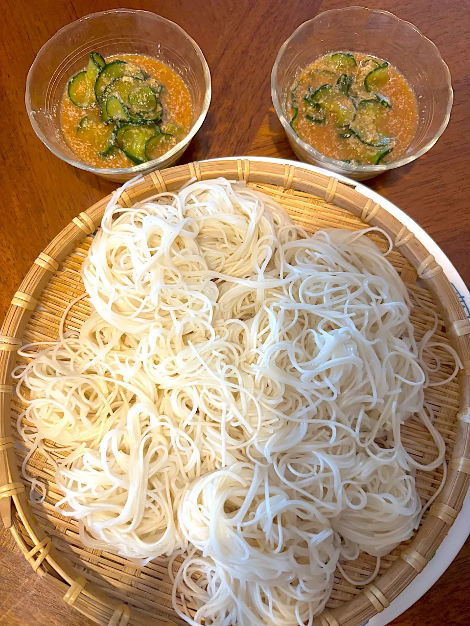 自炊　そうめん　胡麻味噌きゅうりだれ|みんさん